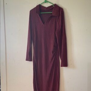 Chic Long Sleeve Burgundy Dress